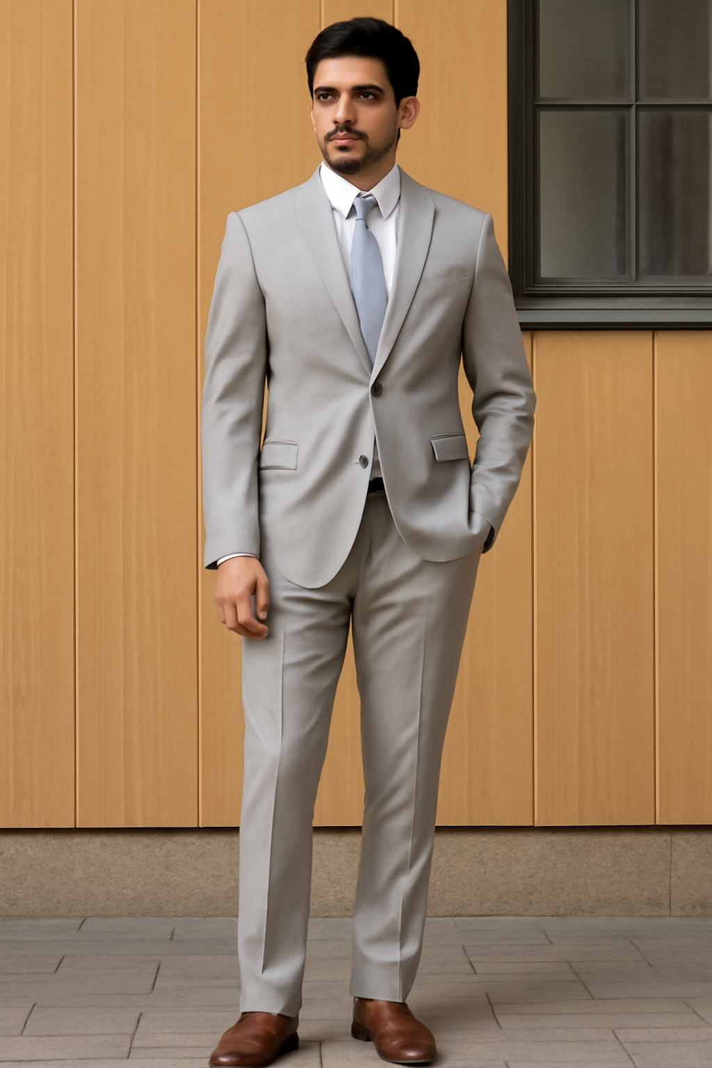 Light Gray Tailored Suit for Men – Elegant & Stylish Formal Wear