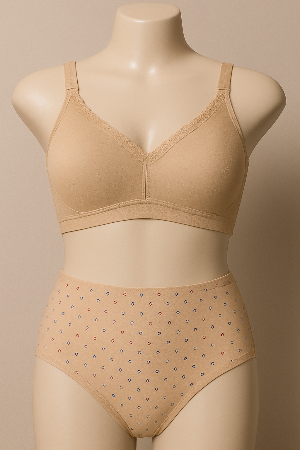 Comfortable Beige Bra and Panty Set for Everyday Wear